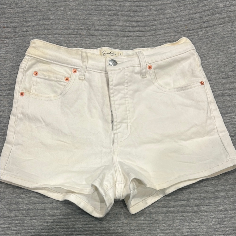 Womens white denim high waisted shorts